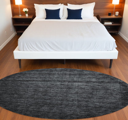 10' Black Round Wool Hand Woven Area Rug