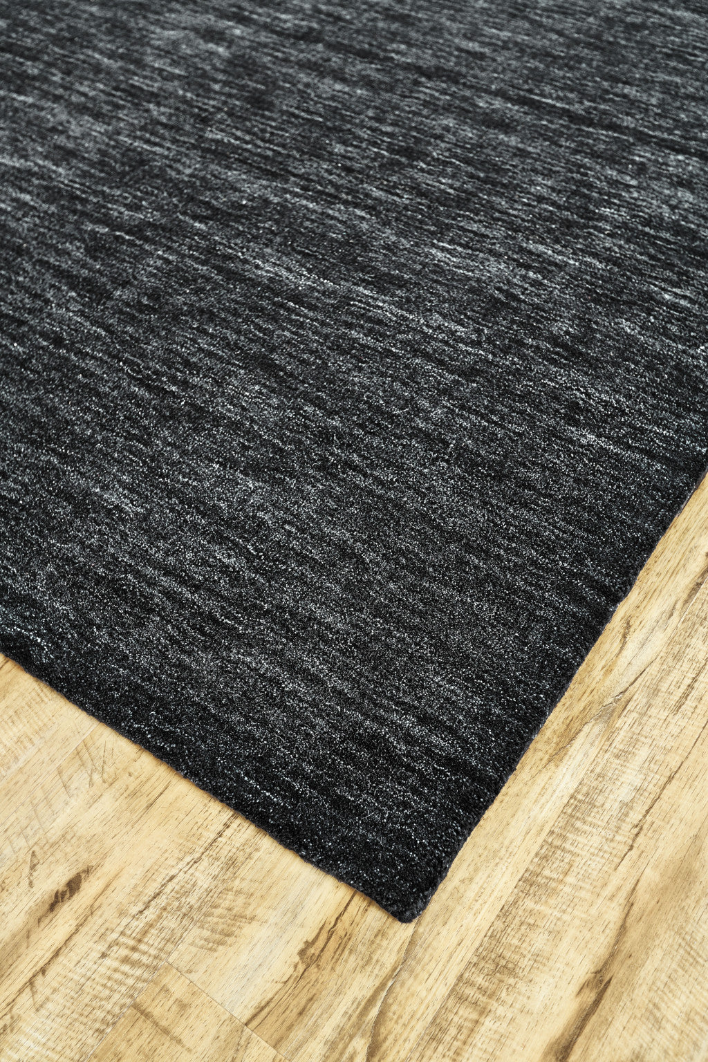 10' Black Round Wool Hand Woven Area Rug