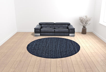 10' Black Round Wool Hand Woven Area Rug