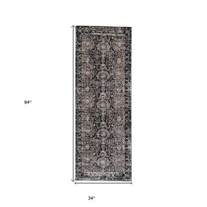 10' X 13' Gray And Ivory Abstract Stain Resistant Area Rug