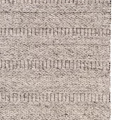 10' X 13' Gray and Ivory Wool Hand Woven Area Rug