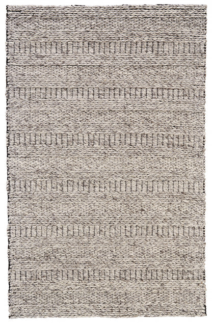 10' X 13' Gray and Ivory Wool Hand Woven Area Rug