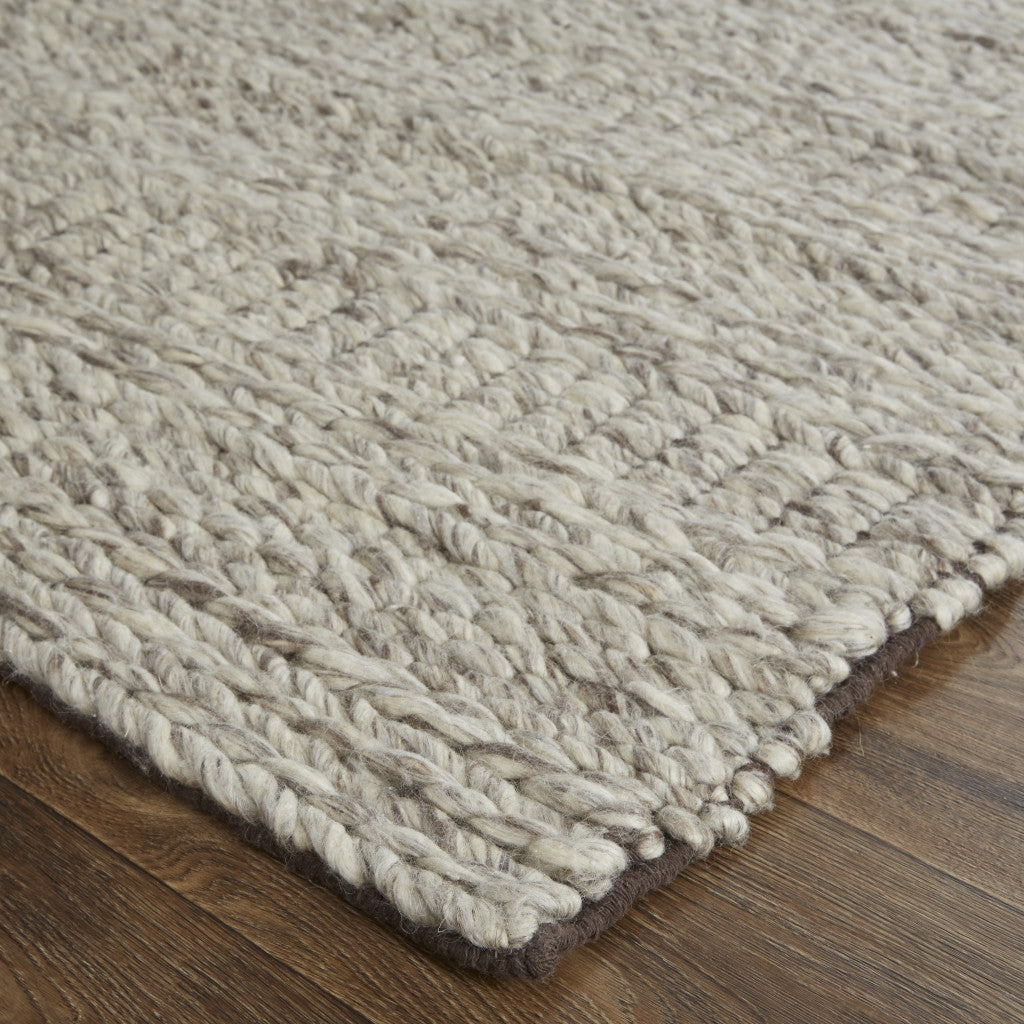 10' X 13' Gray and Ivory Wool Hand Woven Area Rug