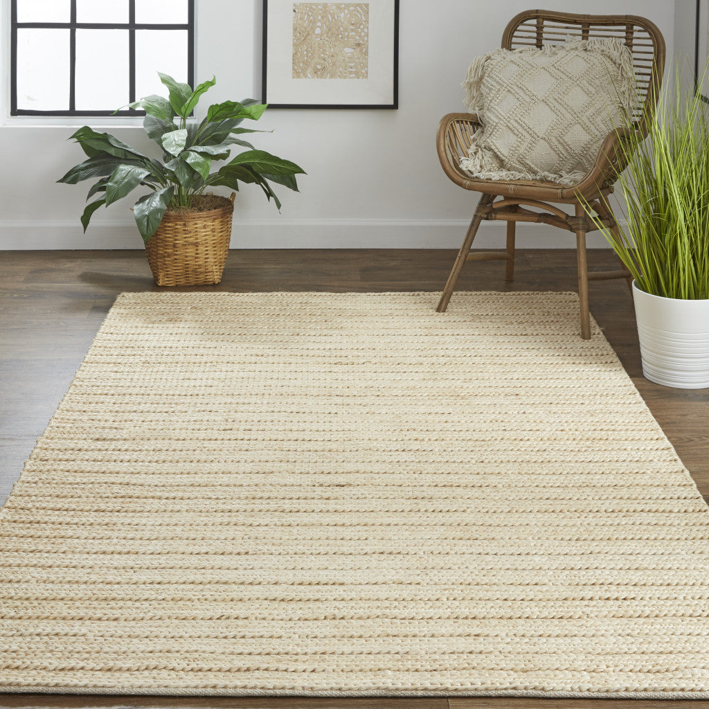 10' X 13' Tan Ivory And Taupe Hand Woven Area Rug