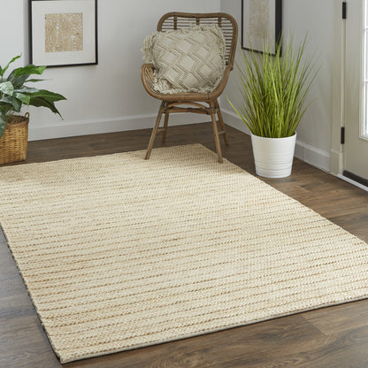 10' X 13' Tan Ivory And Taupe Hand Woven Area Rug