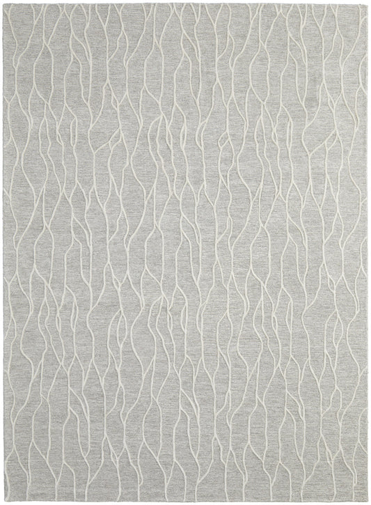 10' X 13' Taupe And Ivory Wool Abstract Tufted Handmade Stain Resistant Area Rug