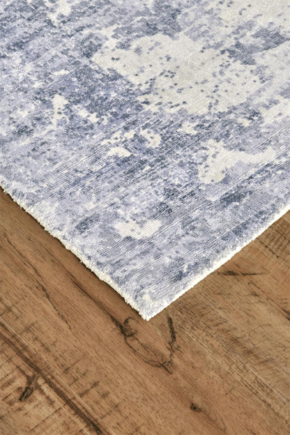 10' X 14' Blue Gray And Ivory Abstract Hand Woven Area Rug