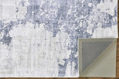 10' X 14' Blue Gray And Ivory Abstract Hand Woven Area Rug