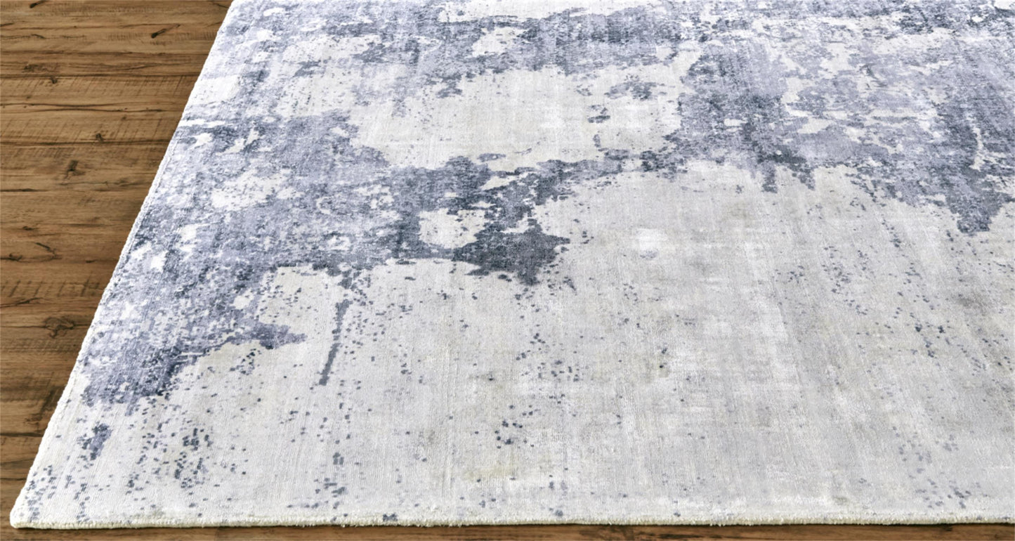 10' X 14' Blue Gray And Ivory Abstract Hand Woven Area Rug