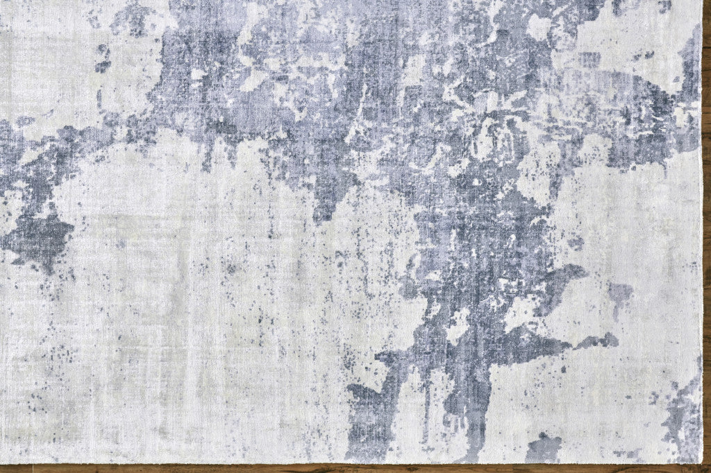 10' X 14' Blue Gray And Ivory Abstract Hand Woven Area Rug