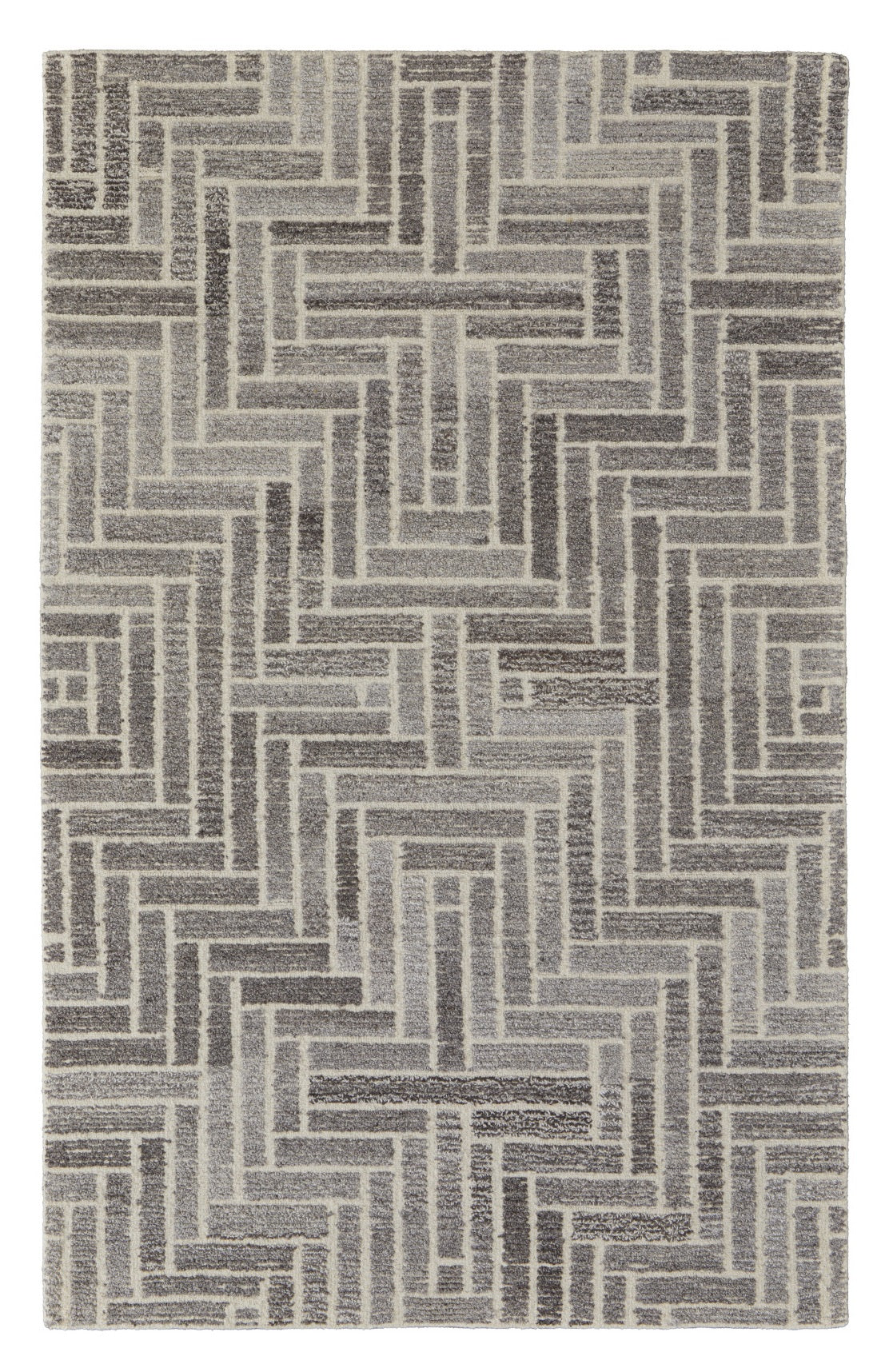 10' Tan and Gray Round Wool Geometric Hand Tufted Area Rug