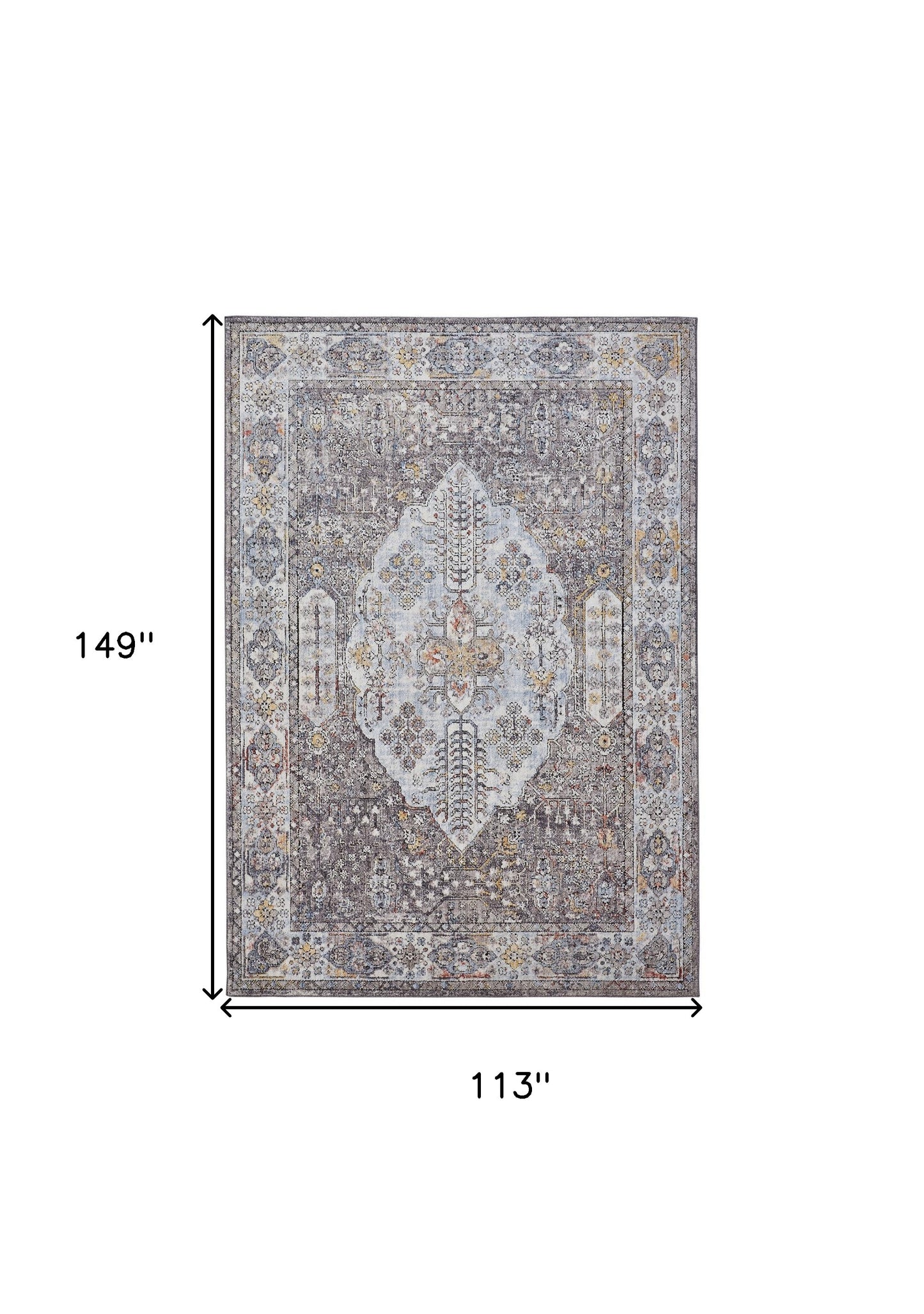 10' X 13' Blue and Gray Floral Area Rug