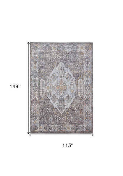 10' X 13' Blue and Gray Floral Area Rug