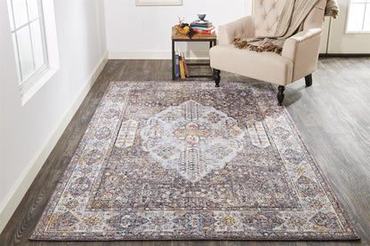 10' X 13' Blue and Gray Floral Area Rug