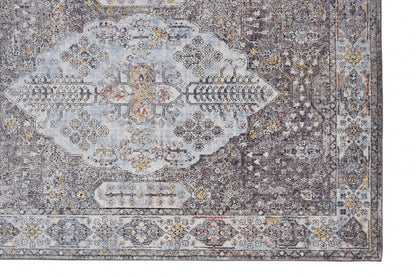 10' X 13' Blue and Gray Floral Area Rug