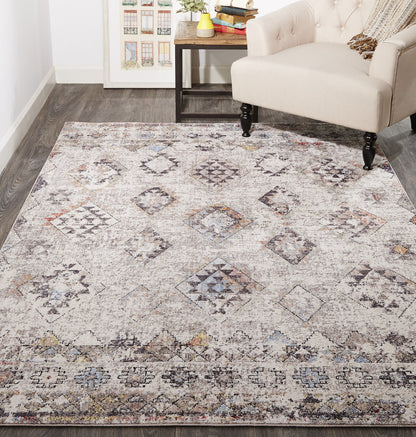 10' X 13' Blue and Gray Geometric Area Rug