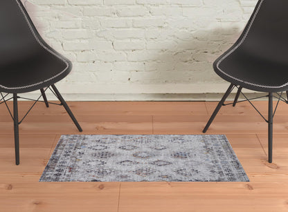 10' X 13' Blue and Gray Geometric Area Rug