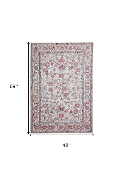 10' X 13' Pink and Ivory Floral Area Rug