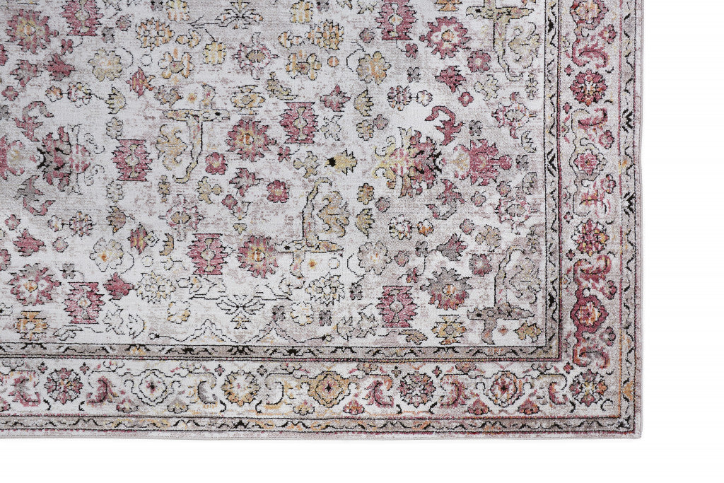 10' X 13' Pink and Ivory Floral Area Rug