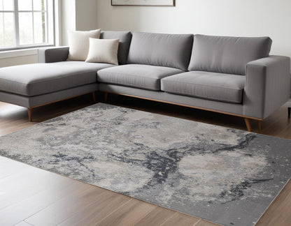 7' X 10' Gray Abstract Area Rug