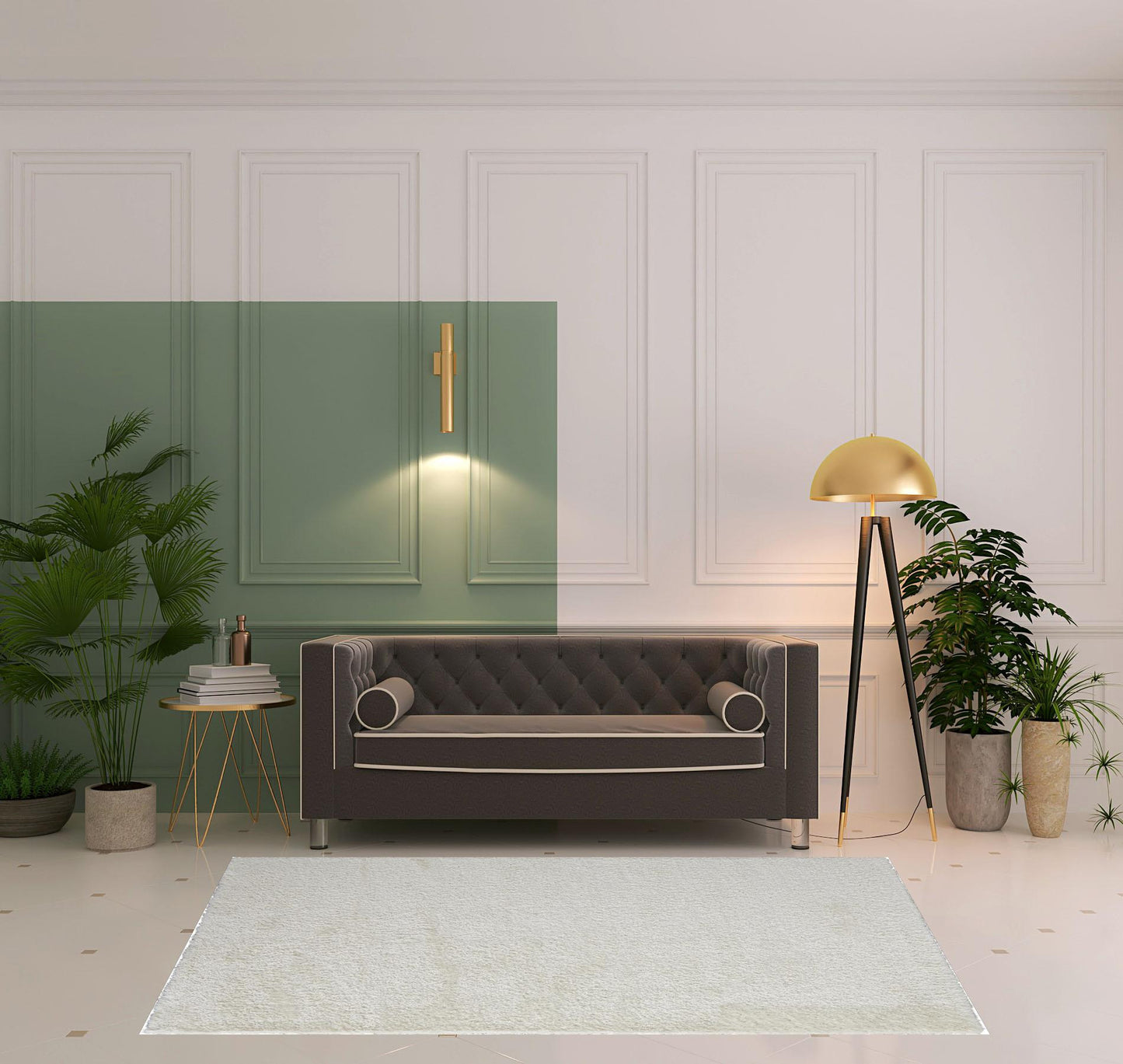 5' X 8' Ivory Shag Power Loom Stain Resistant Area Rug