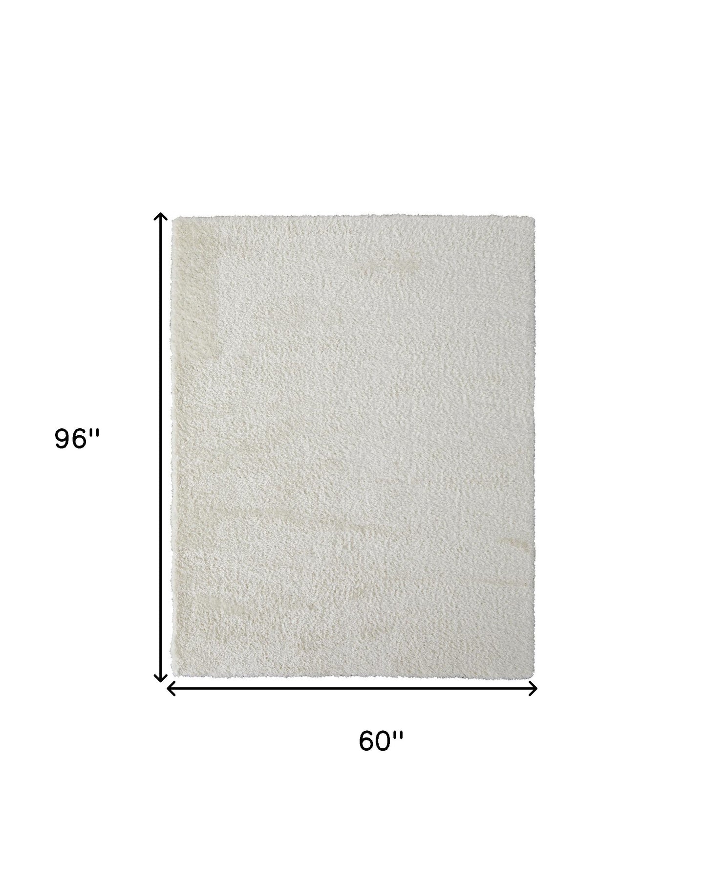 5' X 8' Ivory Shag Power Loom Stain Resistant Area Rug