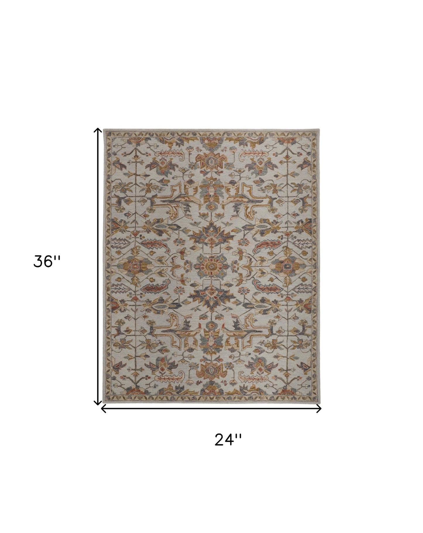 5' X 8' Ivory And Gray Wool Floral Tufted Handmade Stain Resistant Area Rug