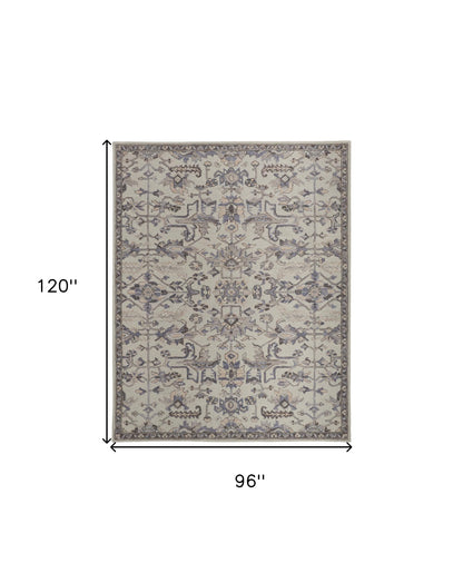 5' X 8' Ivory And Gray Wool Floral Tufted Handmade Stain Resistant Area Rug