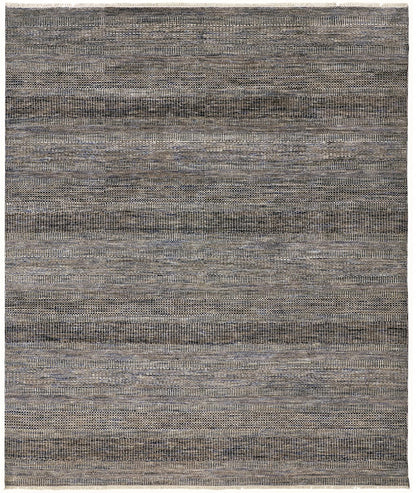 10' X 13' Gray Wool Striped Hand Knotted Area Rug