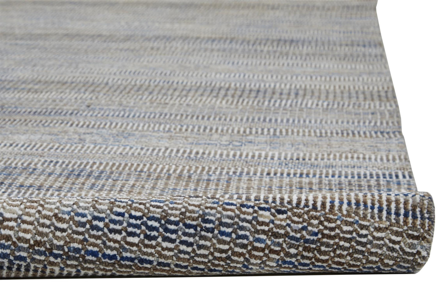 10' X 13' Gray Wool Striped Hand Knotted Area Rug