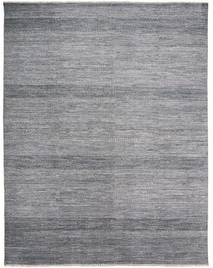 10' X 13' Gray Wool Striped Hand Knotted Area Rug