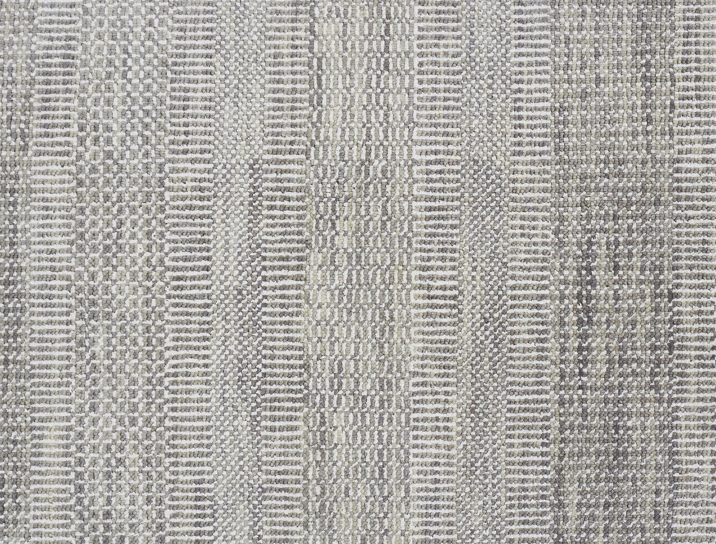 10' X 13' Gray Wool Striped Hand Knotted Area Rug