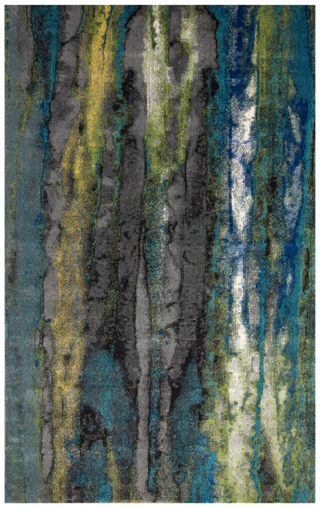 10' X 13' Blue Green And Taupe Stain Resistant Area Rug