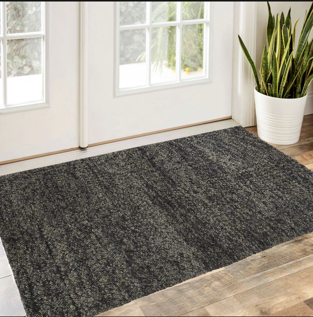 8' X 11' Purple and Gray Wool Hand Woven Distressed Area Rug