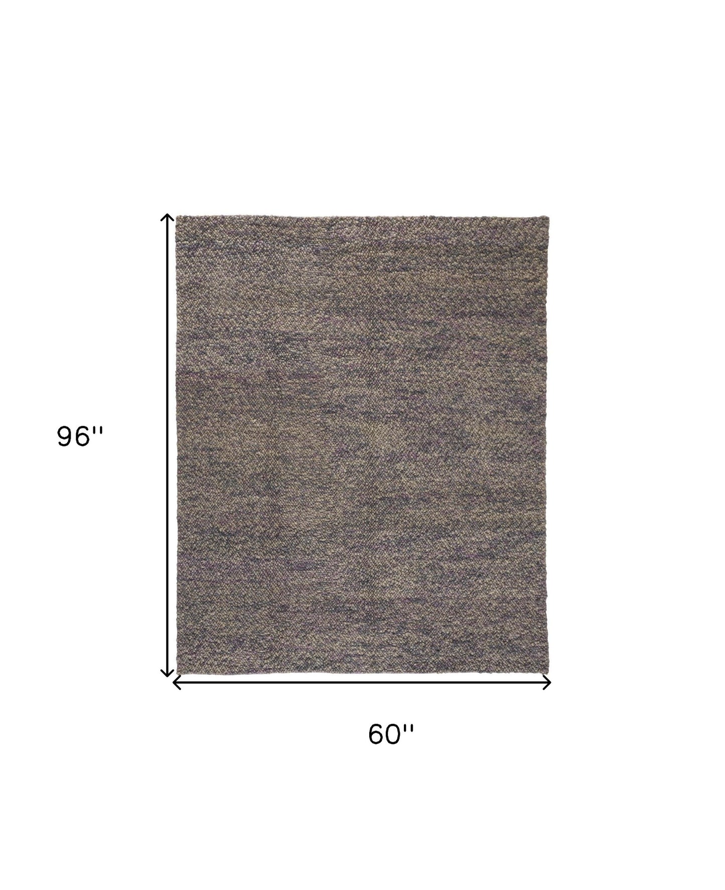 8' X 11' Purple and Gray Wool Hand Woven Distressed Area Rug