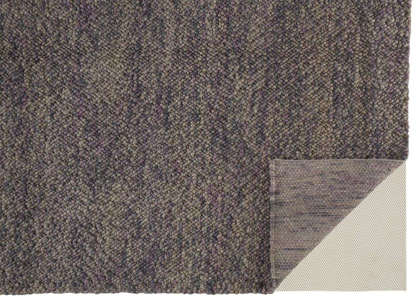 8' X 11' Purple and Gray Wool Hand Woven Distressed Area Rug