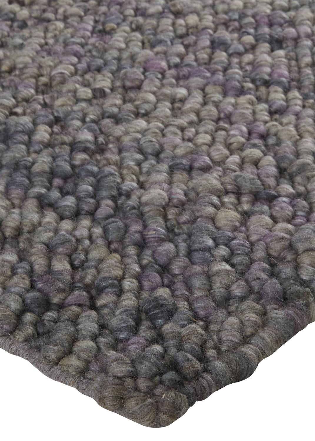 8' X 11' Purple and Gray Wool Hand Woven Distressed Area Rug