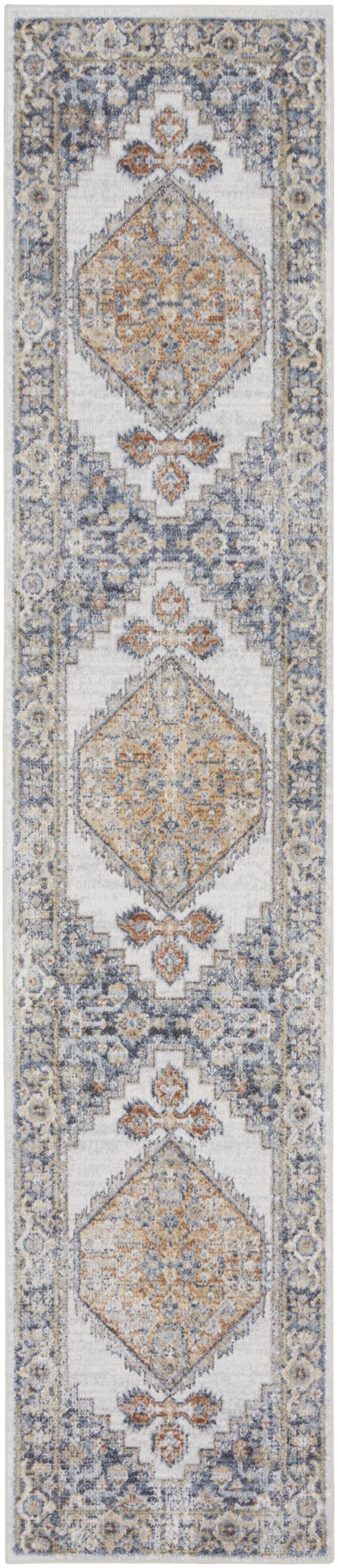 10' Gray Oriental Power Loom Distressed Washable Runner Rug