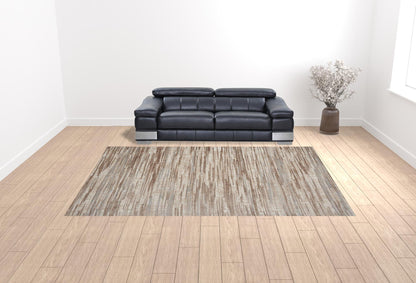 10' X 14' Brown Abstract Power Loom Area Rug