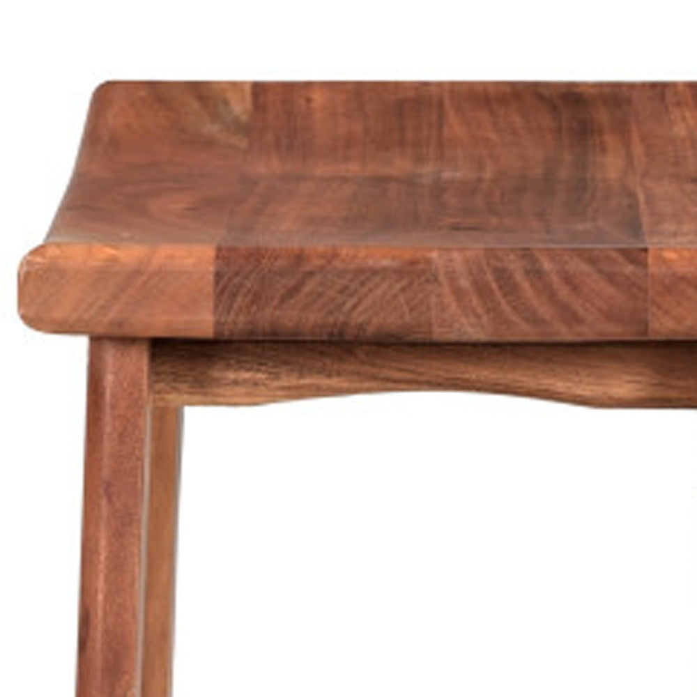 Brown Solid Wood Backless Bar Chair
