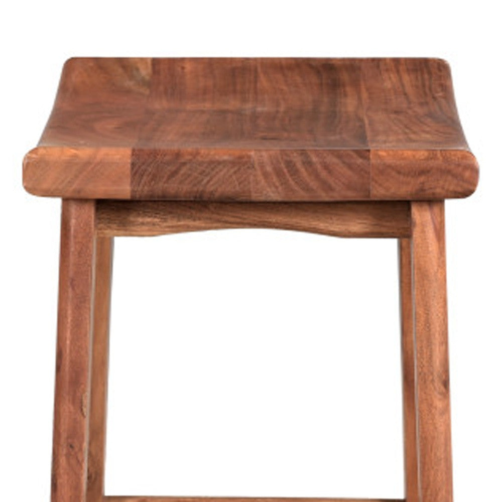 Brown Solid Wood Backless Bar Chair