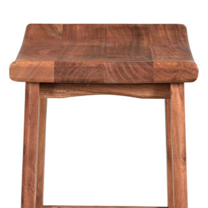 Brown Solid Wood Backless Bar Chair