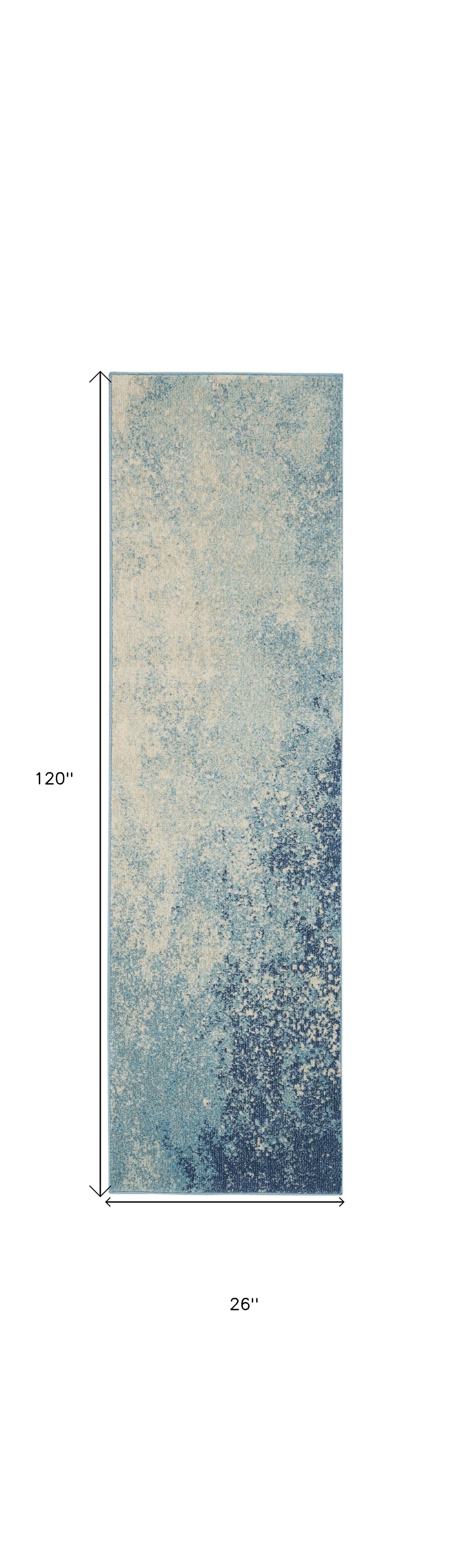 10' Blue Abstract Power Loom Runner Rug