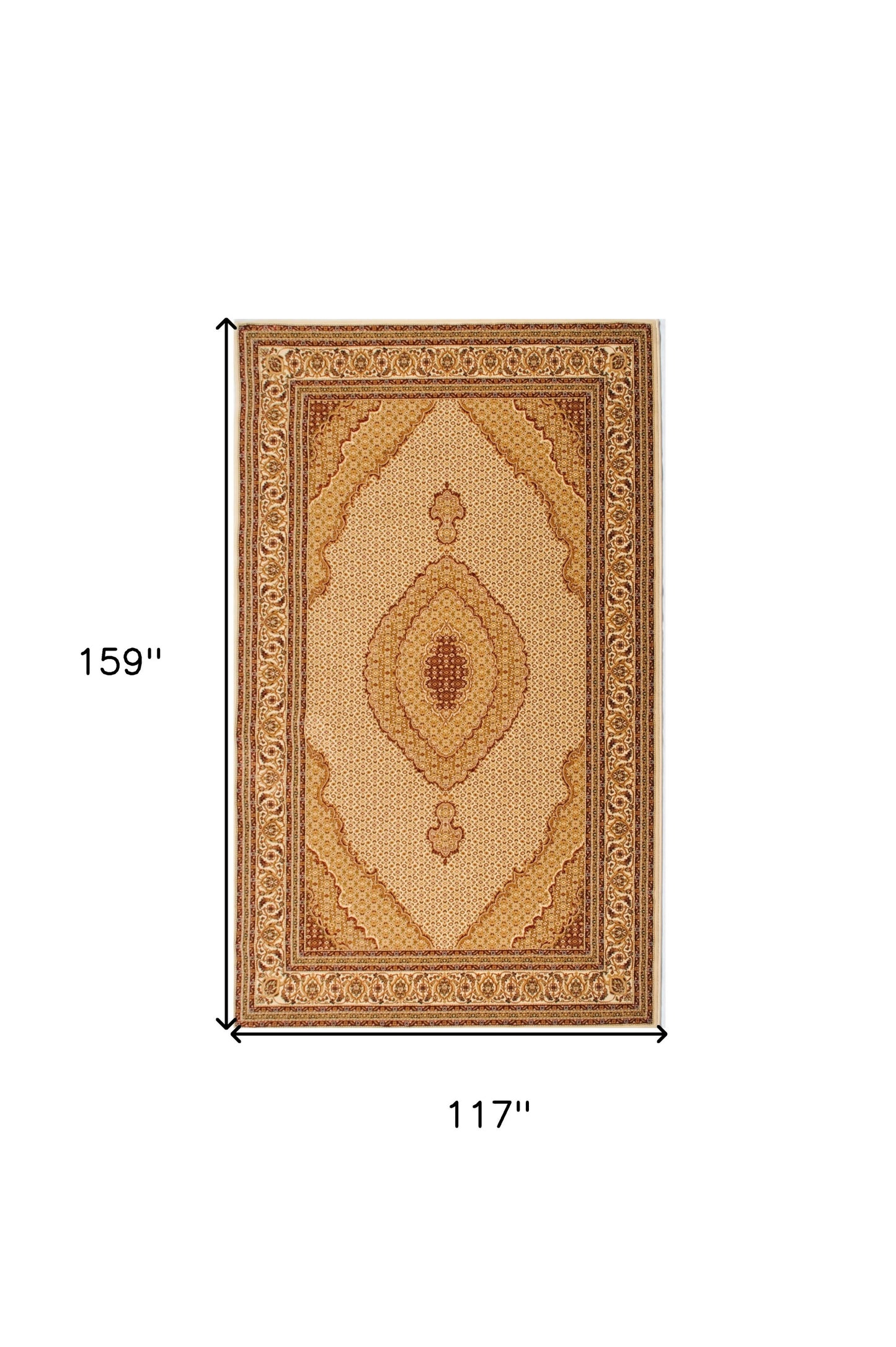 10' X 13' Beige and Ivory Oriental Washable Non Skid Area Rug