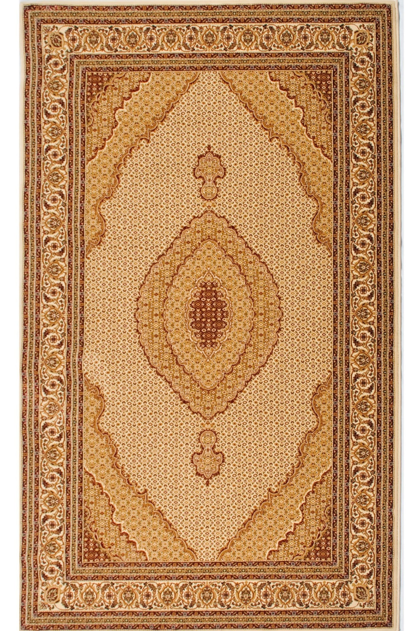 10' X 13' Beige and Ivory Oriental Washable Non Skid Area Rug