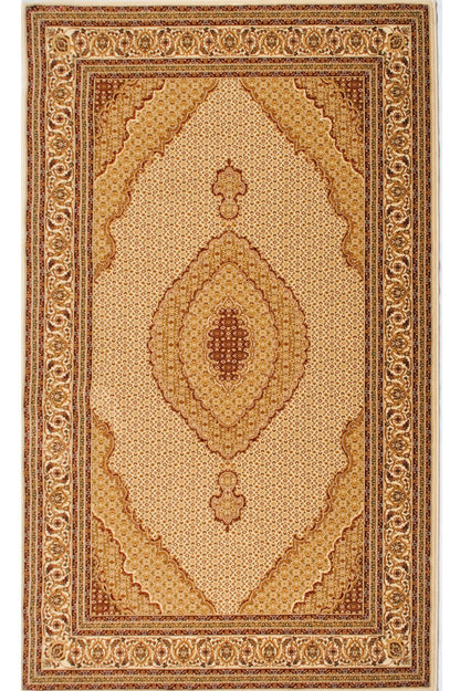 10' X 13' Beige and Ivory Oriental Washable Non Skid Area Rug