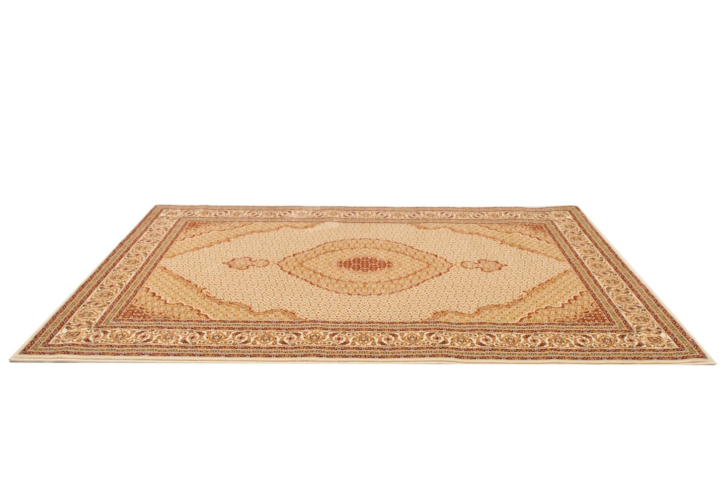 10' X 13' Beige and Ivory Oriental Washable Non Skid Area Rug