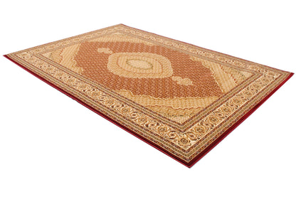 10' X 13' Beige and Red Oriental Washable Non Skid Area Rug