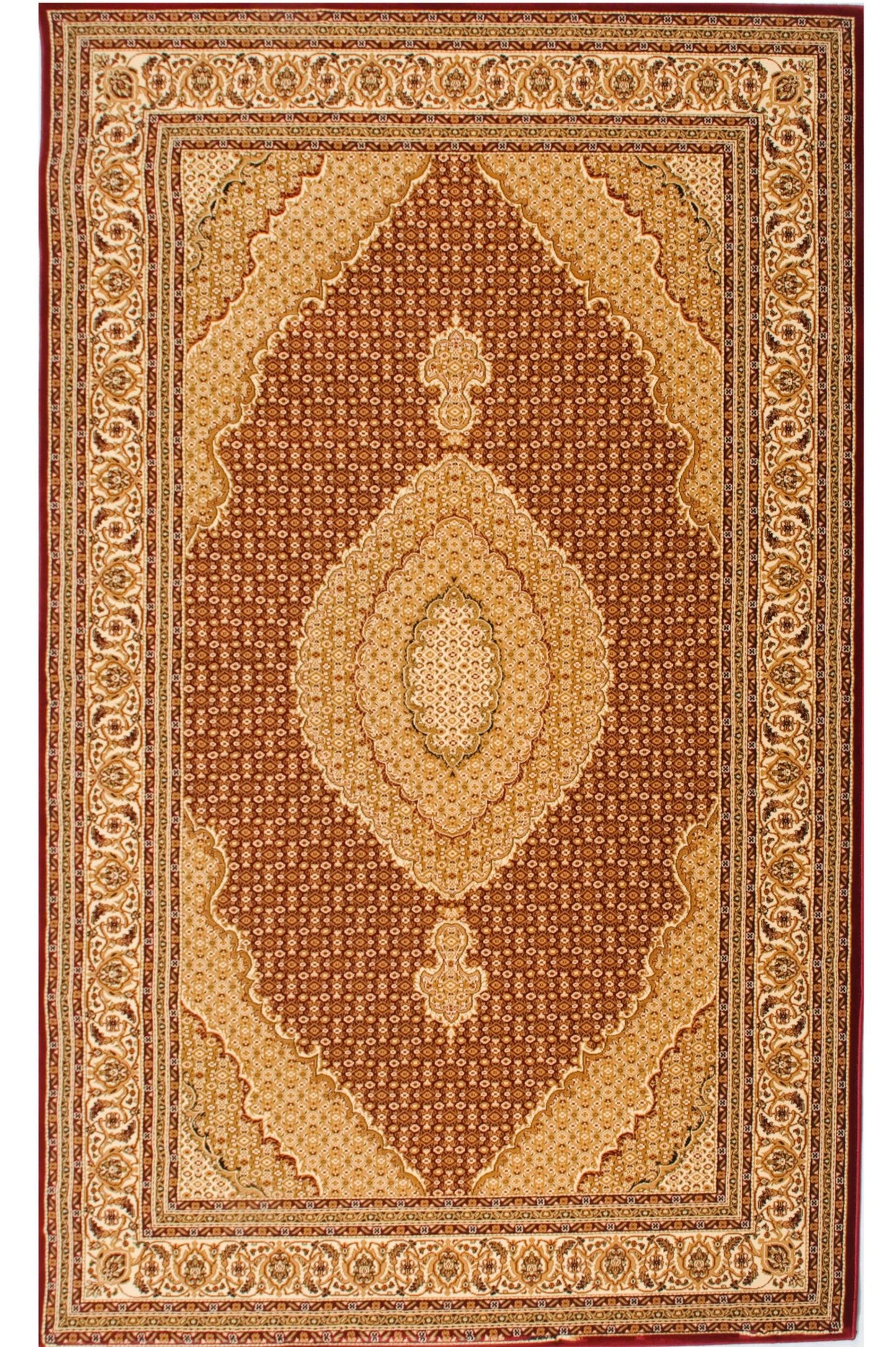 10' X 13' Beige and Red Oriental Washable Non Skid Area Rug