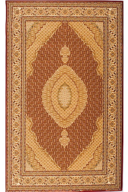 10' X 13' Beige and Red Oriental Washable Non Skid Area Rug